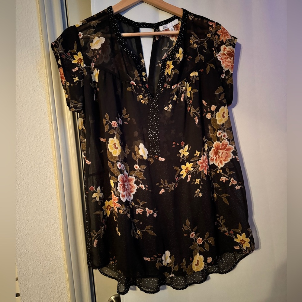 Sheer floral blouse